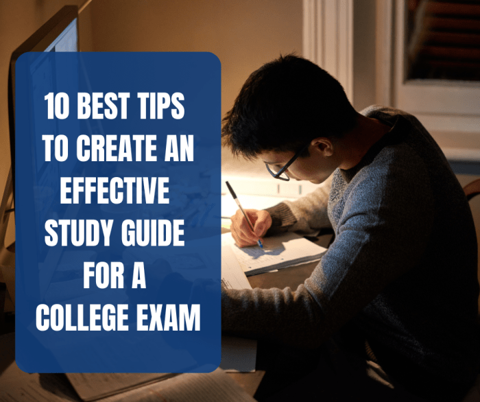 Study guides for college exams